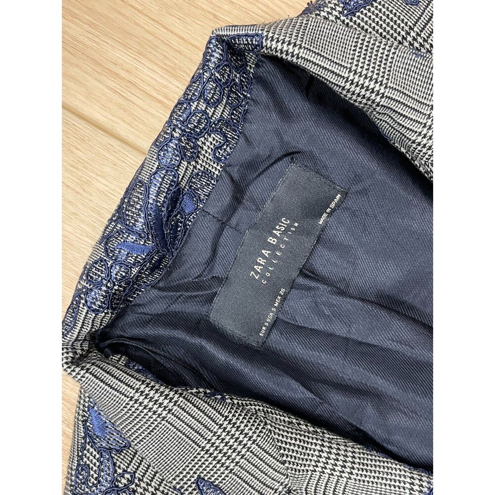 Zara Basic Collection Plaid Blazer With Floral Em… - image 3